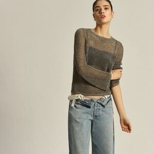 Anthropologie metallic open knit sweater- Never Worn NWOT- swim cover or layer